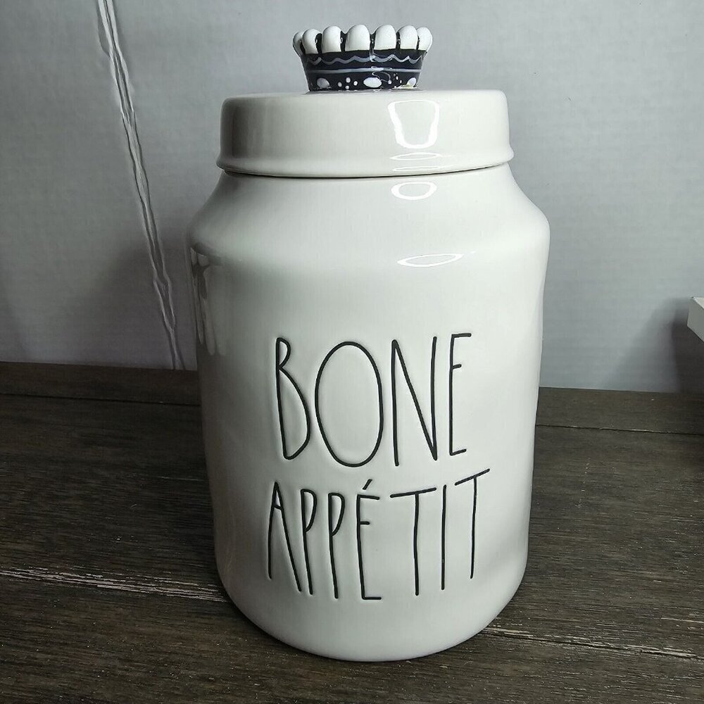 Rae Dunn Bone Appetit Crown Topper Handle Large Canister Magenta Farmhouse